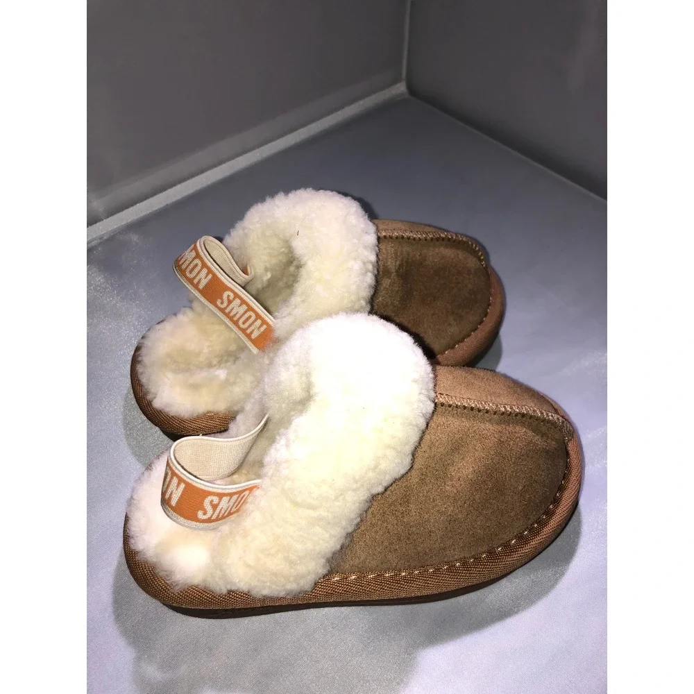Soumonkids Toddler Suede Faux Fur Slippers Chestnut Brown EU 24 S0723965